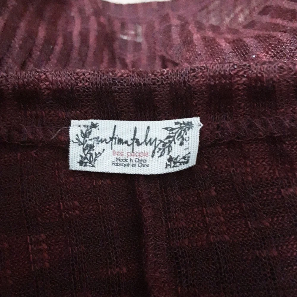Intimately Free Free People Aura Wine Waffle Layering Long Sleeve‎ Top